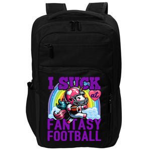 I Suck At Fantasy Football Unicorn Rainbow Loser Gift Impact Tech Backpack