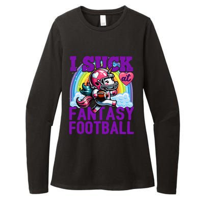 I Suck At Fantasy Football Unicorn Rainbow Loser Gift Womens CVC Long Sleeve Shirt