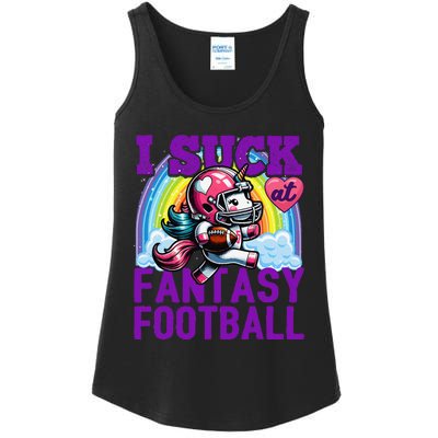 I Suck At Fantasy Football Unicorn Rainbow Loser Gift Ladies Essential Tank