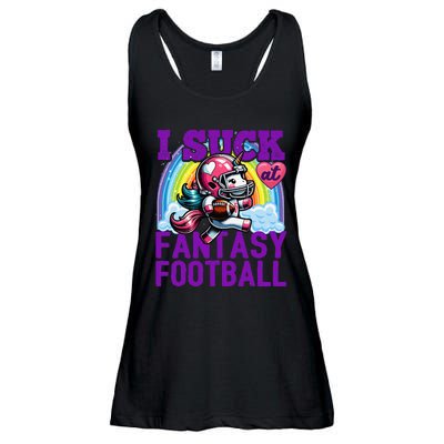 I Suck At Fantasy Football Unicorn Rainbow Loser Gift Ladies Essential Flowy Tank