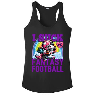 I Suck At Fantasy Football Unicorn Rainbow Loser Gift Ladies PosiCharge Competitor Racerback Tank