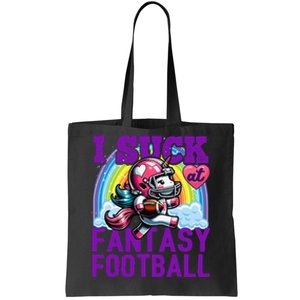 I Suck At Fantasy Football Unicorn Rainbow Loser Gift Tote Bag