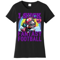 I Suck At Fantasy Football Unicorn Rainbow Loser Gift Women's T-Shirt