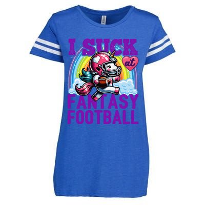 I Suck At Fantasy Football Unicorn Rainbow Loser Gift Enza Ladies Jersey Football T-Shirt