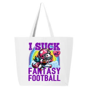 I Suck At Fantasy Football Unicorn Rainbow Loser Gift 25L Jumbo Tote