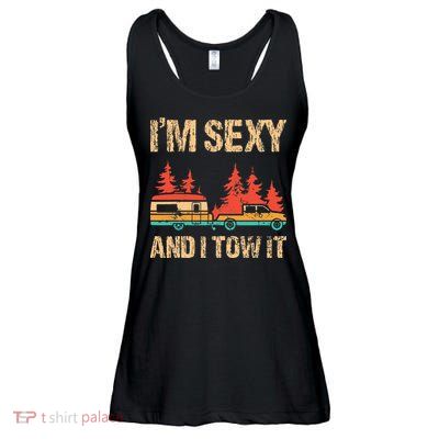 IM Sexy And I Tow It Bigfoot Camp Trees Hike Hiking Camping Ladies Essential Flowy Tank