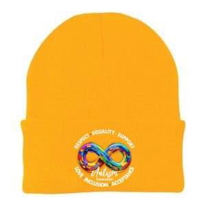 Infinity Symbol Autism Awareness Respect Equality Support Gift Knit Cap Winter Beanie