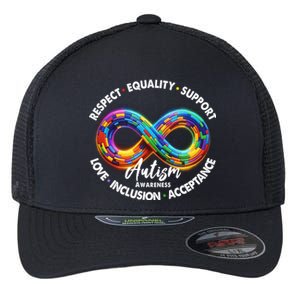 Infinity Symbol Autism Awareness Respect Equality Support Gift Flexfit Unipanel Trucker Cap