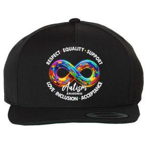 Infinity Symbol Autism Awareness Respect Equality Support Gift Wool Snapback Cap