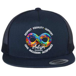 Infinity Symbol Autism Awareness Respect Equality Support Gift Flat Bill Trucker Hat