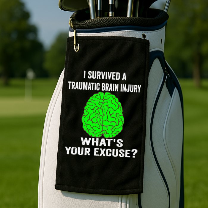 I Survived A Traumatic Brain Injury Whats Your Excuse Golf Towel