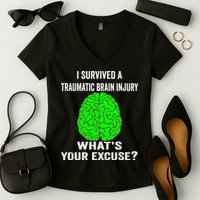 I Survived A Traumatic Brain Injury Whats Your Excuse Women's V-Neck T-Shirt
