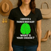 I Survived A Traumatic Brain Injury Whats Your Excuse Women's V-Neck T-Shirt