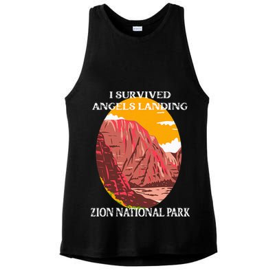 I Survived Angels Landing Hike Zion National Park Utah Ladies PosiCharge Tri-Blend Wicking Tank