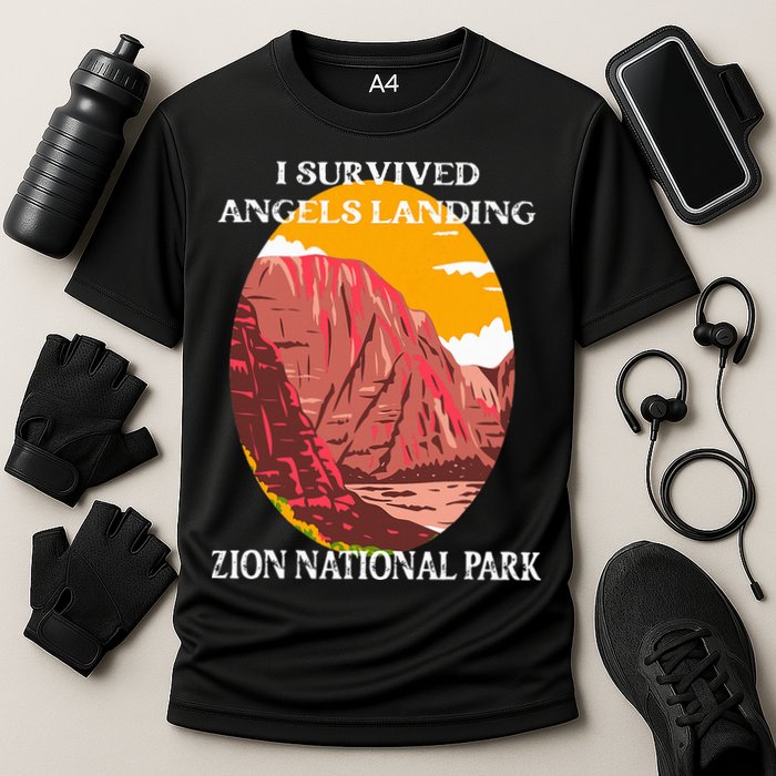 I Survived Angels Landing Hike Zion National Park Utah Cooling Performance Crew T-Shirt
