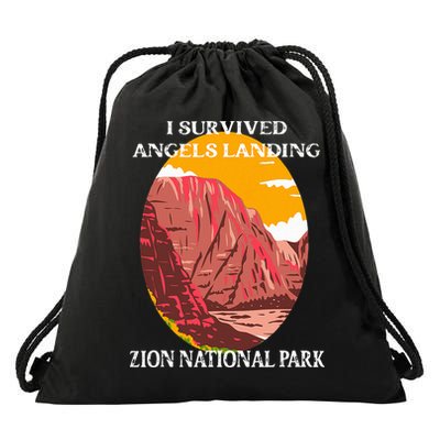 I Survived Angels Landing Hike Zion National Park Utah Drawstring Bag
