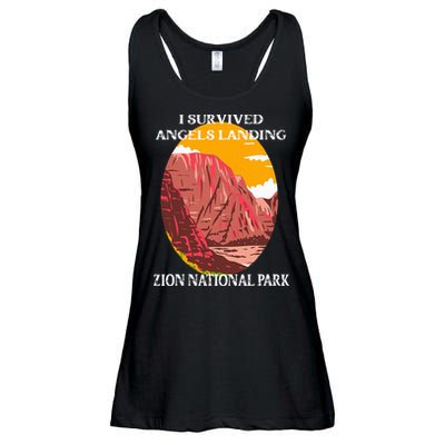 I Survived Angels Landing Hike Zion National Park Utah Ladies Essential Flowy Tank