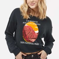 I Survived Angels Landing Hike Zion National Park Utah Cropped Pullover Crew