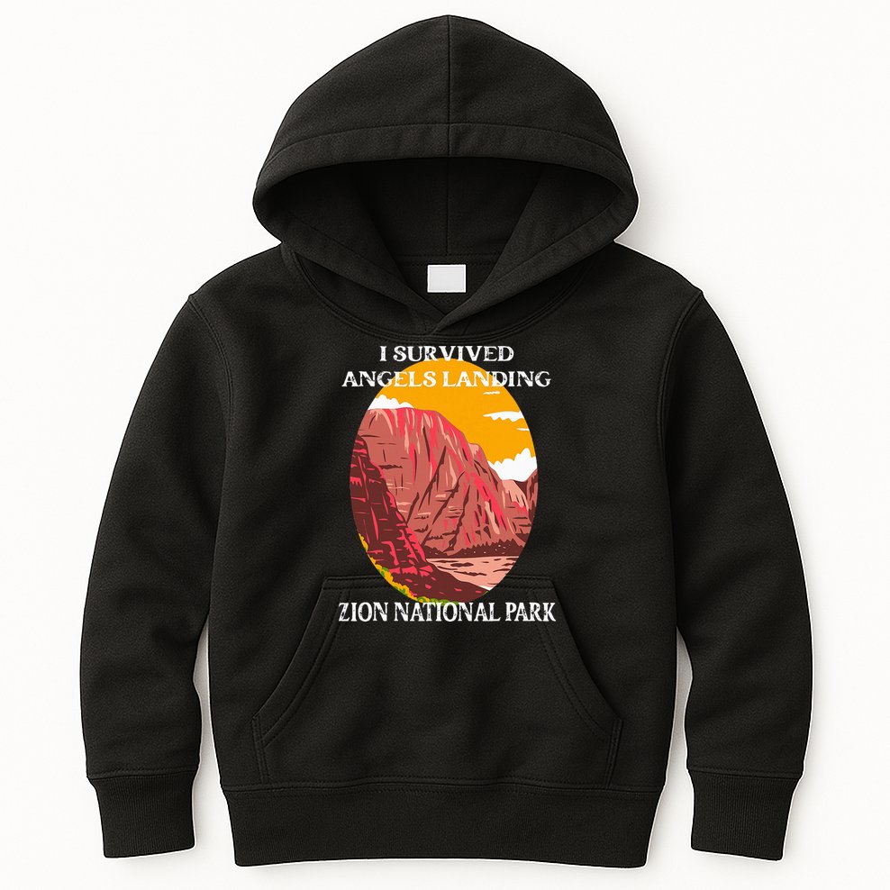 I Survived Angels Landing Hike Zion National Park Utah Kids Hoodie