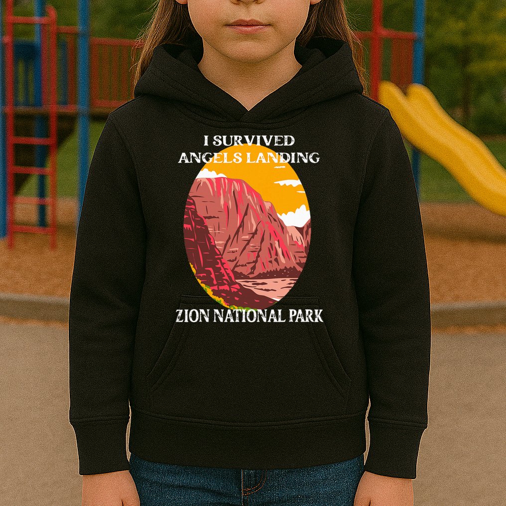 I Survived Angels Landing Hike Zion National Park Utah Kids Hoodie