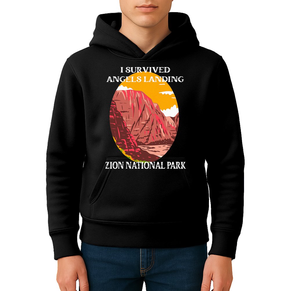 I Survived Angels Landing Hike Zion National Park Utah Kids Hoodie