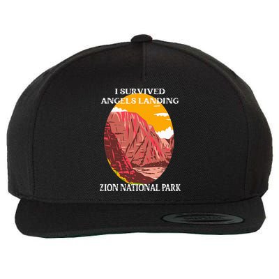 I Survived Angels Landing Hike Zion National Park Utah Wool Snapback Cap