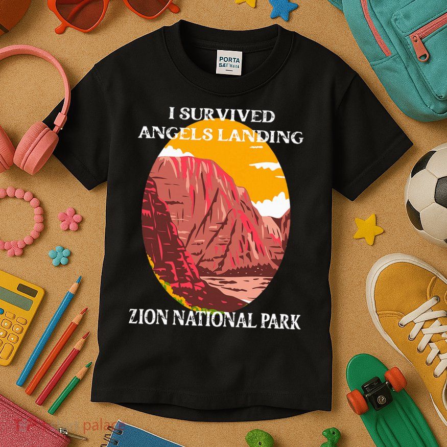 I Survived Angels Landing Hike Zion National Park Utah Kids T-Shirt