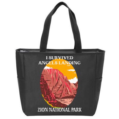 I Survived Angels Landing Hike Zion National Park Utah Zip Tote Bag