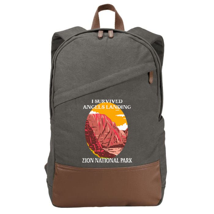 I Survived Angels Landing Hike Zion National Park Utah Cotton Canvas Backpack