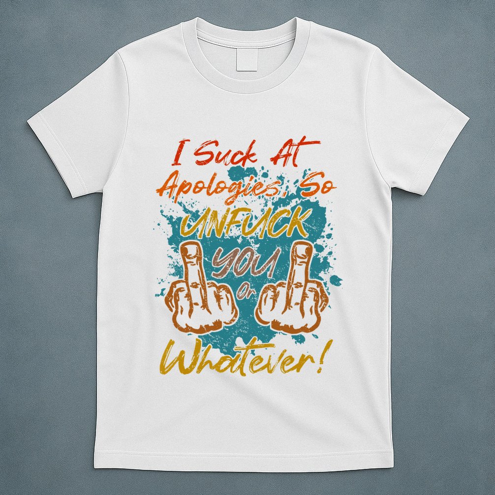 I Suck At Apologies Funny Sarcastic Sarcasm Sassy Saying T-Shirt