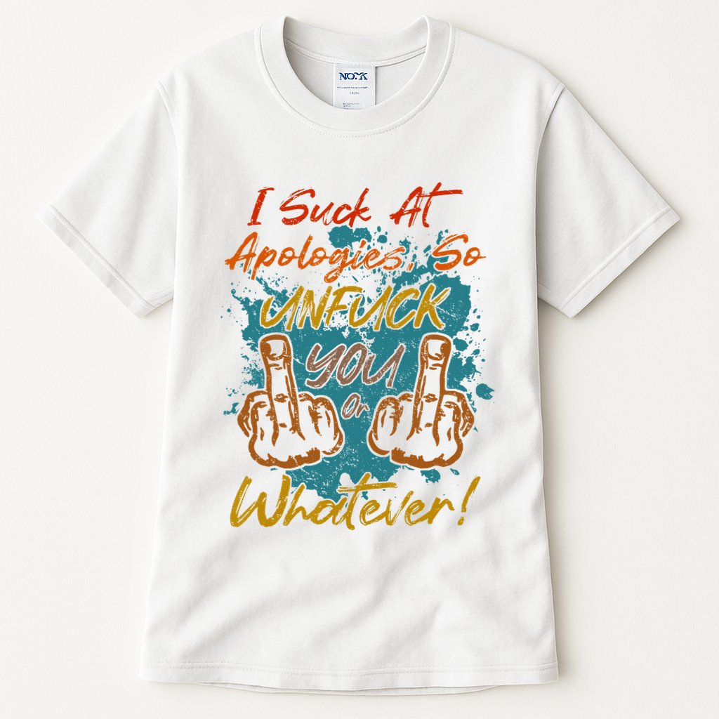 I Suck At Apologies Funny Sarcastic Sarcasm Sassy Saying Tall T-Shirt