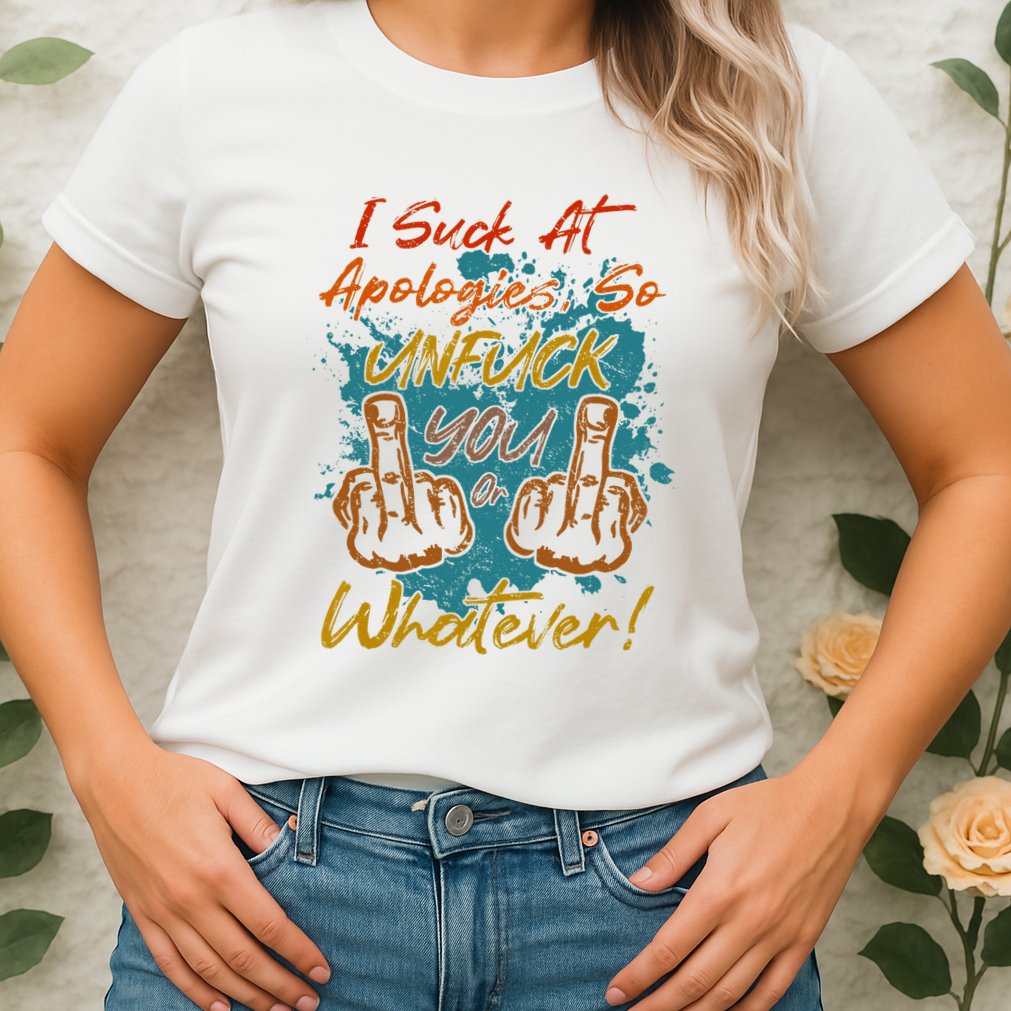 I Suck At Apologies Funny Sarcastic Sarcasm Sassy Saying Womens T-Shirt