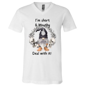 Im Short And Mouth Deal With It Gomes Ghost Halloween Raglan V-Neck T-Shirt