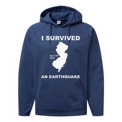 I Survived An Earthquake April 5th 2024 Performance Fleece Hoodie