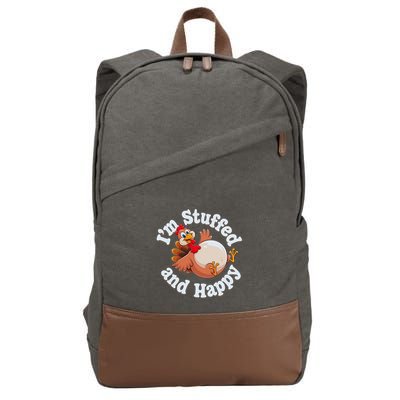IM Stuffed And Happy Funny Thanksgiving And Turkey Day Design Gift Cotton Canvas Backpack