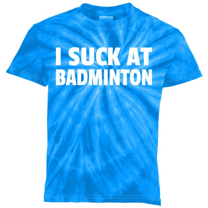 I Suck At Badminton Badminton Player Sport Cross Shuttlecock Gift Kids Tie-Dye T-Shirt