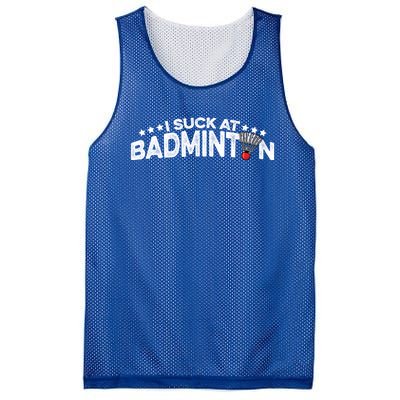 I Suck At Badminton Graphic Badminton Player Shuttlecock Funny Gift Mesh Reversible Basketball Jersey Tank