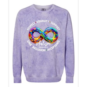 Infinity Symbol Autism Awareness Respect Equality Support Gift Colorblast Crewneck Sweatshirt