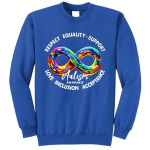 Infinity Symbol Autism Awareness Respect Equality Support Gift Tall Sweatshirt