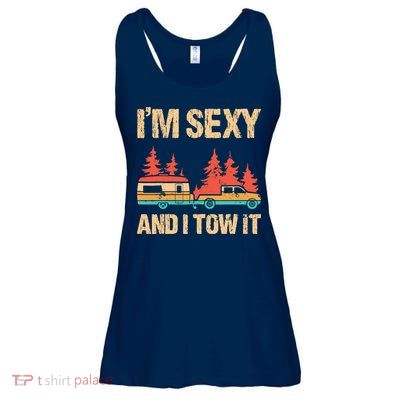 IM Sexy And I Tow It Bigfoot Camp Trees Hike Hiking Camping Ladies Essential Flowy Tank
