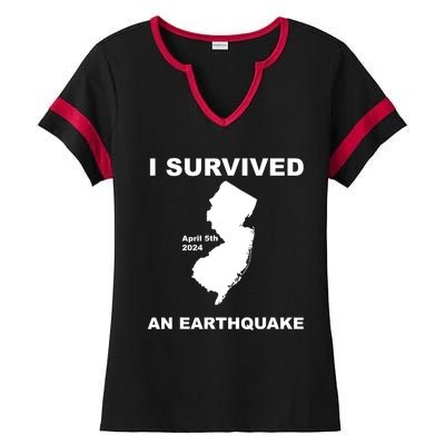 I Survived An Earthquake April 5th 2024 Ladies Halftime Notch Neck Tee