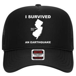 I Survived An Earthquake April 5th 2024 High Crown Mesh Back Trucker Hat