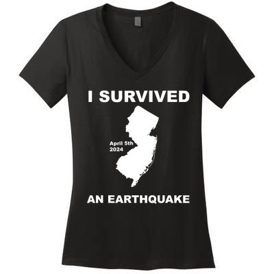 I Survived An Earthquake April 5th 2024 Women's V-Neck T-Shirt