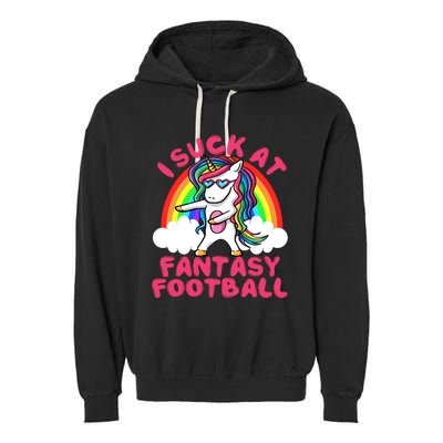 I Suck At Fantasy Football Loser Trophy Unicorn Rainbow Garment-Dyed Fleece Hoodie