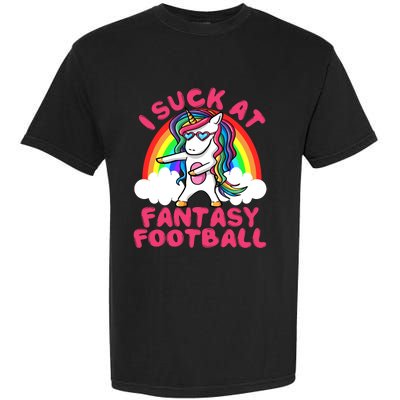 I Suck At Fantasy Football Loser Trophy Unicorn Rainbow Garment-Dyed Heavyweight T-Shirt