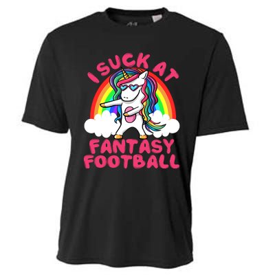 I Suck At Fantasy Football Loser Trophy Unicorn Rainbow Cooling Performance Crew T-Shirt