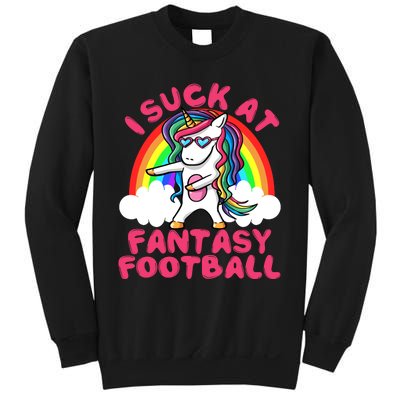 I Suck At Fantasy Football Loser Trophy Unicorn Rainbow Sweatshirt