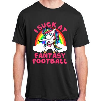 I Suck At Fantasy Football Loser Trophy Unicorn Rainbow Adult ChromaSoft Performance T-Shirt