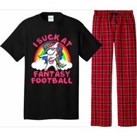 I Suck At Fantasy Football Loser Trophy Unicorn Rainbow Pajama Set