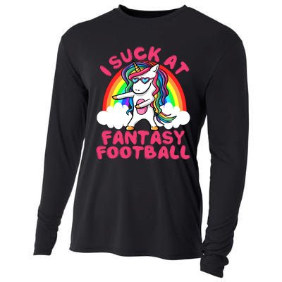 I Suck At Fantasy Football Loser Trophy Unicorn Rainbow Cooling Performance Long Sleeve Crew